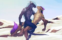 2013 anthro dragon duo erection frottage furry gay horn male no_humans penis rickenbacker scalie