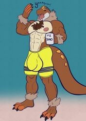 absurd_res anthro container cup fossil_pokemon generation_6_pokemon hi_res holding_container holding_cup holding_mug holding_object male mug nintendo open_mouth pokemon pokemon_(species) solo thehiddenperv tyrantrum yawn