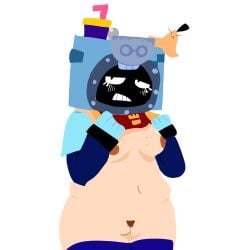 ash_(brawl_stars) big_thighs brawl_stars chubby_female embarrassed rule_63 yuri