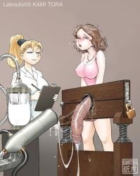big_penis cum cum_on_penis futanari huge_cock kamitora machine_sex scientist solo yellow_hair