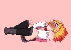 adorable blush boob_window boy_in_dress boy_in_skirts boys_in_pink cute_male dress fingerless_gloves happy_masturbation horny_male knee_high_socks legs_apart legwarmers masturbating masturbation messy_hair penis_out red_eyes red_hair rengoku_senjurou senjuro_rengoku short_skirt skirt_lifted_by_self small_penis smaller_male solo_male submissive_male underage