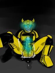 1boy absurd_res bodily_fluids bravogig bumblebee_(transformers) cum cum_drip cum_on_face cybertron cybertronian dripping ejaculation genital_fluids genitals hasbro hi_res humanoid machine male masturbation penis robot robot_humanoid solo_male takara_tomy transformers transformers:_animated_(2007)