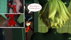 1boy 1girls 3d adrien_agreste age_difference bodysuit cat_noir cheating clothed_female_nude_male comc cuckold cum_in_pussy cum_inside disney disney_channel doggy_style domino_mask english_text female ladybug_(character) male marinette_dupain-cheng miraculous:_tales_of_ladybug_and_cat_noir miraculous_ladybug multiple_boys netorare ntr partial_male sex speech_bubble stealth_sex superheroine unknown_artist