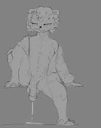 absurd_res amer1can0 anthro bodily_fluids clothing cum fan_character femboy genital_fluids hi_res male mammal monochrome mustelid otter solo