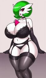 ai_generated armwear black_armwear black_legwear black_lingerie black_thighhighs female female_only gardevoir giant_breasts legwear lingerie pixai pokemon pokemon_(species) sirnight thick_thighs thighhighs wide_hips