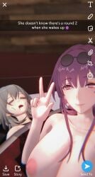 2023 2girls breasts completely_nude honkai:_star_rail kafka_(honkai:_star_rail) koikatsu meme_reference peace_sign purple_hair purple_hair_female stelle_(honkai:_star_rail) sutekimeppou