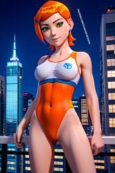 1girls 1woman 3d ai ai_art ai_generated ben_10 bikini breasts building building_background buildings cartoon_network crouched elsacorinthiana female female_only green_eyes gwen_tennyson medium_breasts navel new_york new_york_city night nipples on_top_of_building orange_hair patreon patreon_link patreon_url posing posing_for_the_viewer pussy realistic semi-naked semi-nude semi-nudity semi_naked semi_nude showing_breasts showing_pussy skinny swimwear thin_body white_skin