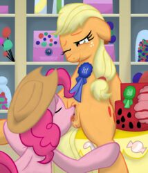 2013 applejack_(mlp) blonde_hair cake cowboy_hat cunnilingus cutie_mark duo equine female feral freckles friendship_is_magic green_eyes hair hat horse inside my_little_pony one_eye_closed oral oral_sex orange_fur pink_fur pink_hair pinkie_pie_(mlp) pony pussy sex template93 vaginal_penetration yuri