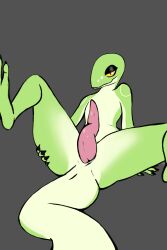 animal_genitalia animal_penis anole anthro anus ass big_penis black_claws carolina_anole cetacean_genitalia cetacean_penis claws countershading eye_contact eyeshadow feet femboy genital_slit genitals green_body half-closed_eyes hand_on_butt hand_on_ground hi_res inviting lizard looking_at_another looking_at_viewer lying makeup male narrowed_eyes on_back penis reptile scalie simple_background solo spread_legs spreading tapering_penis teeku_(varlastreak) varlastreak yellow_eyes