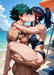 1boy 1boy1girl 1girls ai_generated balls beach beach_sex big_balls big_balls_with_big_penis big_breasts big_penis big_testicles big_thighs bikini blue_and_red_hair blue_bikini blue_hair blush blush_lines breasts chest_to_chest clothed_female_nude_male collar female female_penetrated hand_on_back hands_behind_head hands_behind_neck huge_breasts huge_cock huge_penis izuku_midoriya kill_la_kill kiss kissing kissing_while_penetrated large_penis light_skin long_penis male male/female male_penetrating male_penetrating_female matoi_ryuuko muscular muscular_arms muscular_male my_hero_academia naked_male nude_male_clothed_female penis penis_in_pussy ponytail red_streak sex_on_the_beach stand_and_carry_position standing streaked_hair suspended_congress suspended_congress_position tattoo tattoo_on_arm tattoo_on_chest tattoos testicles thick_thighs tied_hair vaginal_penetration vaginal_sex veiny_penis