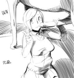 equine female feral handjob horse horsecock human human_on_feral interspecies kneeling male monochrome penis sketch sweater v zero_(artist) zoophilia