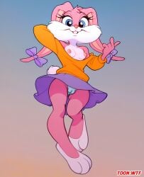 1girls ai_generated anthro babs_bunny bbmbbf breasts female female_only lagomorph looking_at_viewer nipples palcomix pussy rabbit solo teeth tiny_toon_adventures toon.wtf warner_brothers