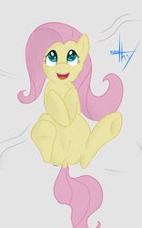 2013 :d ass equine female feral fluttershy_(mlp) friendship_is_magic green_eyes hair happy horse mostazathy my_little_pony nude open_mouth pegasus pink_hair pony pussy smile solo spread_legs spreading tongue wings yellow_fur