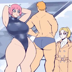 1boy 1girls big_breasts cdlum female hypnosis pear_(cdlum) thick_ass thick_thighs