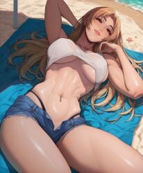 1girls 4narch157 abs ai_generated bare_arms bare_legs bare_shoulders bare_thighs big_breasts blush clothed clothing color female female_focus female_only fit_female hi_res jujutsu_kaisen large_breasts light-skinned_female light_skin looking_at_viewer muscles muscular muscular_female solo solo_female tagme thick_thighs underboob yuki_tsukumo