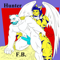 2013 anthro balls bear beartic duo erection facial_hair feline fur furry gay hunterramirez lion male nintendo no_humans nude pecs penis pokemon polar_bear sex strypes video_games wings