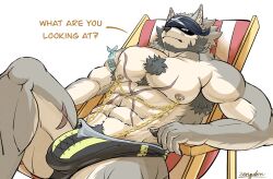 abs another_eidos_of_dragon_vein_r anthro canine full_house_(anothereidos_r) fullhouse fur headband male male_focus male_only mammal multicolored_body muscular muscular_anthro muscular_male nipples omame solo solo_male wolf zengdou