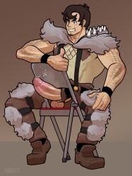 balls bara beard_stubble beowulf_(skullgirls) biceps bulge clothing erection jockbeest male male_only manly mature_male muscular_male nude penis skullgirls tight_clothing