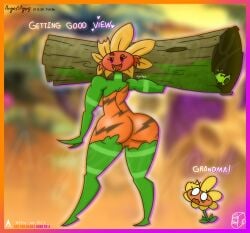 2d 2d_(artwork) agonywelds ass ass_focus cavewoman curvy female femdom looking_at_viewer muscular_female plantie plants_vs_zombies presenting_hindquarters primal_peashooter_(pvz) primal_sunflower_(pvz) pvz smug sunflower_(pvz) text thick_ass thick_thighs thighs