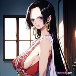 1girls ai_generated artist_request big_breasts boa boa_hancock breasts clothing dress female female_only henhalla.com one_piece solo solo_female