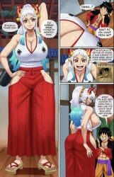 beast_pirates female giant_female large_breasts male monkey_d_luffy one_piece pinkpawg tagme text wano_country yamato_(one_piece)