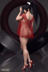 3d black_hair busty dead_or_alive fatal_fury female female_focus female_only hourglass_figure king_of_fighters long_hair loveluv69 mai_shiranui pinup pinup_pose snk tagme wide_hips