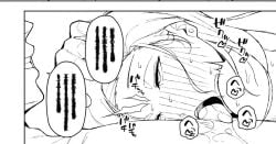 1boy 1girls 2d ahe_gao black doujinshi drool eyeroll female fucked_silly hair headpat japanese male milf monochrome saliva text tongue yukinpo_dida
