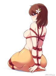 1girls as big_ass big_butt bondage bondage_gear brown_hair female hana_macchia looking_back maullarmaullar nijisanji nijisanji_indonesia restrained sideboob solo thick_thighs tied_up topless virtual_youtuber wide_hips