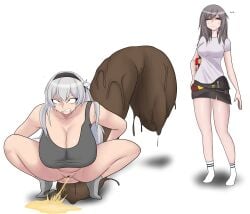 ahe_gao ahegao_face angry_face big_ass big_breasts big_butt caught caught_in_the_act chubby chubby_female desperate desperation firefly_(honkai:_star_rail) grey_hair honkai:_star_rail huge_ass huge_breasts huge_butt hyper_scat hyperscat in_front_of_another jun- jundrawsthings looking_at_another looking_down looking_pleasured patreon peeing pleasure_face scat scat_desperation scat_pile scatpile shitpile shitting shitting_self socks stelle_(honkai:_star_rail) sweater sweating sweaty urine white_background white_hair
