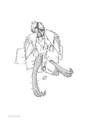 1girls avian beak bird blush chicken cloaca demon-man digitigrade egg egg_laying feathers monochrome navel pillow pussy talons text transformation wings