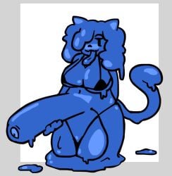 1futa anthro artist_request balls blue_slime bra cat_ears cat_tail catgirl erection foreskin futa_only futanari huge_balls huge_cock hyper_balls hyper_breasts hyper_penis julie_(chromadeline) long_foreskin long_tongue masturbation penis slime slime_futa slime_girl solo source_request standing thong uncut