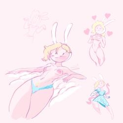 adventure_time adventure_time:_fionna_&_cake blonde_hair blue_dress domnirch fionna_the_human_girl girly heart lying_down panties pose smug