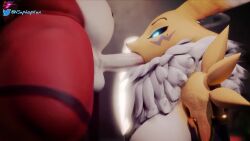 3d anthro anthro_on_anthro anthro_penetrated anthro_penetrating_anthro balls bandai_namco bouncing_breasts breasts digimon guilmon partial_male renamon sound tagme video wsuphapkun