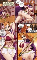 beast_pirates beast_pirates_(cosplay) fat_ass female large_breasts male nami one_piece pinkpawg post-timeskip short_skirt text wano_country