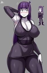 big_breasts blush breasts jmg lila_(spooky_month) purple_hair spooky_month