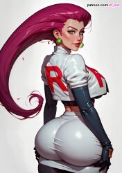 ai_generated ass big_ass big_breasts curvy huge_ass jessie_(pokemon) long_hair mature_female midriff milf nintendo perfect_body pink_hair pokemon pokemon_(anime) pokemon_rgby s8link skimpy_clothes skindentation skirt team_rocket thick_thighs