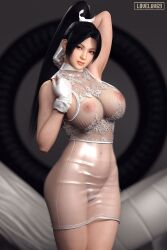 3d black_hair busty dead_or_alive fatal_fury female female_focus female_only hourglass_figure king_of_fighters long_hair loveluv69 mai_shiranui pinup pinup_pose snk tagme wide_hips