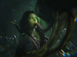 1girl 1girls 3d 3d_model 3d_render being_watched black_hair blowjob clothing defeated defeated_heroine dripping dripping_saliva female female_focus freya_(god_of_war) glowing_eyes glowing_tattoos god_of_war god_of_war_ragnarok green_eyes held_up helpless helpless_female helpless_girl helpless_heroine hypnosis hypnotic_eyes hypnotized interspecies long_hair markings mind_control monster night night_sky nightmare_(god_of_war_ragnarok) no_escape open_mouth oral penetration rape raped raped_by_monster restrained saliva sinthetic submissive submissive_female surrounded swamp tattoo tattoos tentacle tentacle_monster tentacle_penetration tentacle_rape tentacles watched wide_eyed