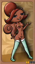 2013 anthro breasts brown_fur brown_hair female furry hair hentai_boy looking_at_viewer nipples nude penny_squirrel rodent secret_squirrel_show solo squirrel stockings walnuts