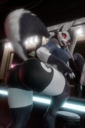 1female 1girls 3d 3d_(artwork) 3d_model anthro ass big_ass black_eyes black_shorts butt female female_anthro female_furry female_only fever-dreamer furry_female helluva_boss loona_(dogzeela) loona_(helluva_boss) shorts tagme white_hair wolf_girl wolf_tail