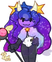 belly_button bluebyte7 cloak fanart horn lollipop object_shows original original_character pussy reference_image space_pop staff star stars thick_legs thick_thighs white_background