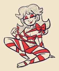 1girls bedroom_eyes bow breasts christmas christmas_ribbon eyewear female female_only freckles freckles_on_face human ilikeluigibooty lipstick looking_at_viewer mario_(series) nintendo princess princess_daisy red_eyeshadow red_lipstick red_ribbon royalty seductive seductive_eyes seductive_smile sketch solo solo_female voluptuous voluptuous_female