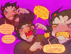 afraid dykeotomize grey_skin homestuck horns karkat_vantas macro/micro pink_saliva troll vore yellow_teeth