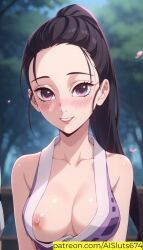 ai_generated ai_sluts blush hinatsuru_(kimetsu_no_yaiba) kimetsu_no_yaiba smiling sole_female