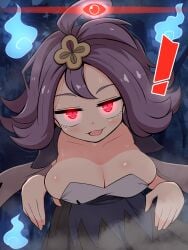 ! 1girls acerola_(pokemon) alpha_pokémon female female_only fire glowing_eyes kurachi_mizuki pokemon purple_hair red_eyes solo will_o_wisp
