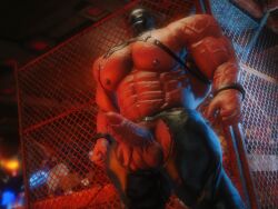 1boy 3d 3d_(artwork) abs balls bara bdsm_gear big_balls big_muscles big_nipples big_pecs big_penis daddy dilf erection executioner gay harness huge_cock huge_muscles huge_pecs human hunk male male_only mask masked_male mostly_nude muscular muscular_human muscular_male navel nipples pecs penis solo xerxes_yelnos