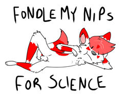 1boy anthro backsash balls black_nose canine english_text for_science! fur hair holding_head husky inviting looking_at_viewer lying male male_only multicolored_hair nipple_stimulation nipples nude on_side penis penis_tip plain_background presenting red_markings science sheath solo spread_legs spreading text white_background white_fur white_nipples