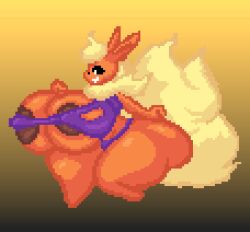 2d animated big_ass big_breasts eeveelution female_only flareon huge_ass huge_breasts pixel_animation pixel_art pokemon pokemon_(species) solo solo_female the_inclined_trunk torn_clothes