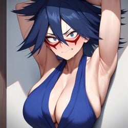 ai_generated armpits arms_behind_back arms_up boku_no_hero_academia breasts cleavage large_breasts mature_female mature_woman midnight_(my_hero_academia) milf my my_hero_academia seductive seductive_look shy sweat sweating sweaty withoutgod