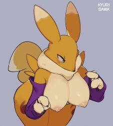 1girls animated anthro ass_expansion big_ass big_breasts breast_expansion furry growth highres honeycalamari huge_ass huge_breasts nintendo renamon solo_female